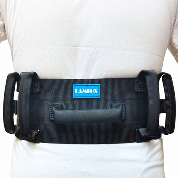 Gait Belt Transfer Belt with 7 Nylon Padded Handles, Medical Nursing Safety Gait Assist Device for Elderly, Seniors, Physical Therapy (7 Soft Black Handles 60",Plastic Release Buckle)