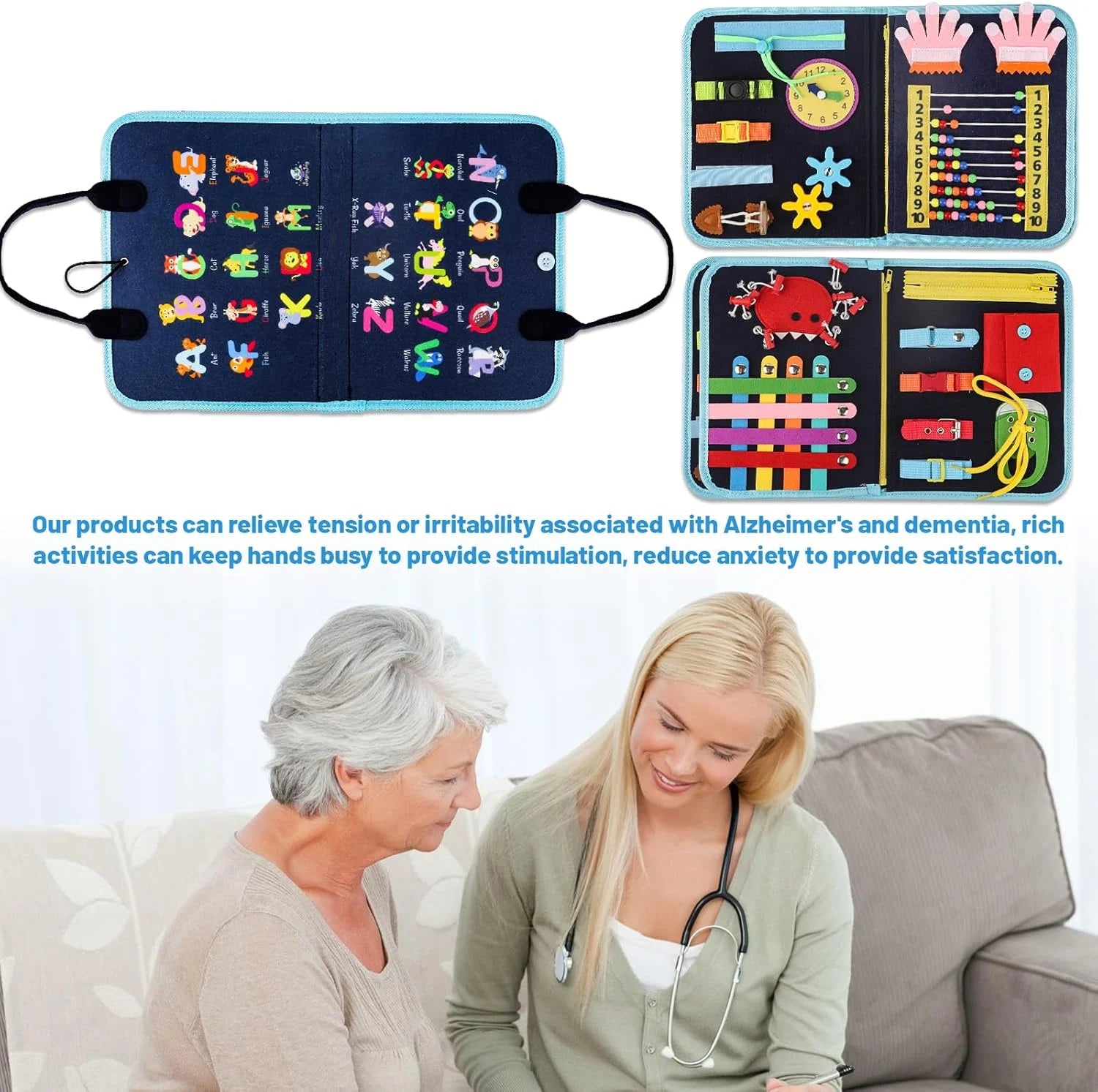 Fidget Blanket for Adults with Dementia,Dementia Activities for Seniors,Dementia Products for Elderly,Alzheimers Products,Alzheimers Activities,Toddler Busy Board,Autism Sensory Toys