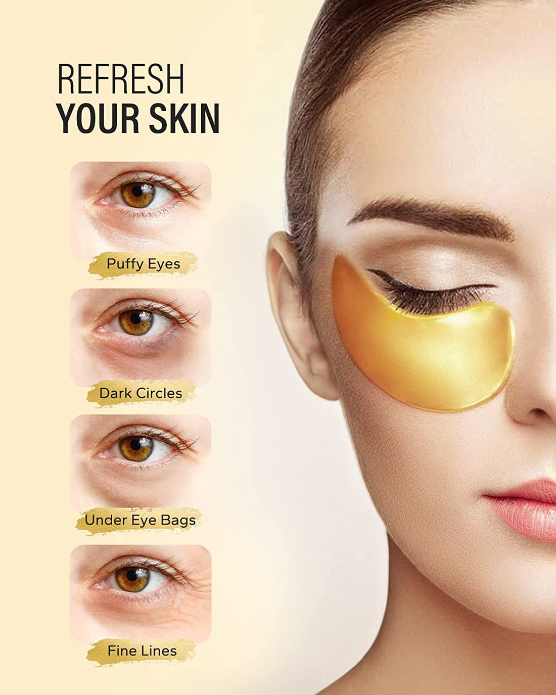 24K Gold under Eye Patches (50 Pairs), Eye Mask, Collagen Skin Care Products, Eye Patches for Puffy Eyes, Eye Masks for Dark Circles and Puffiness