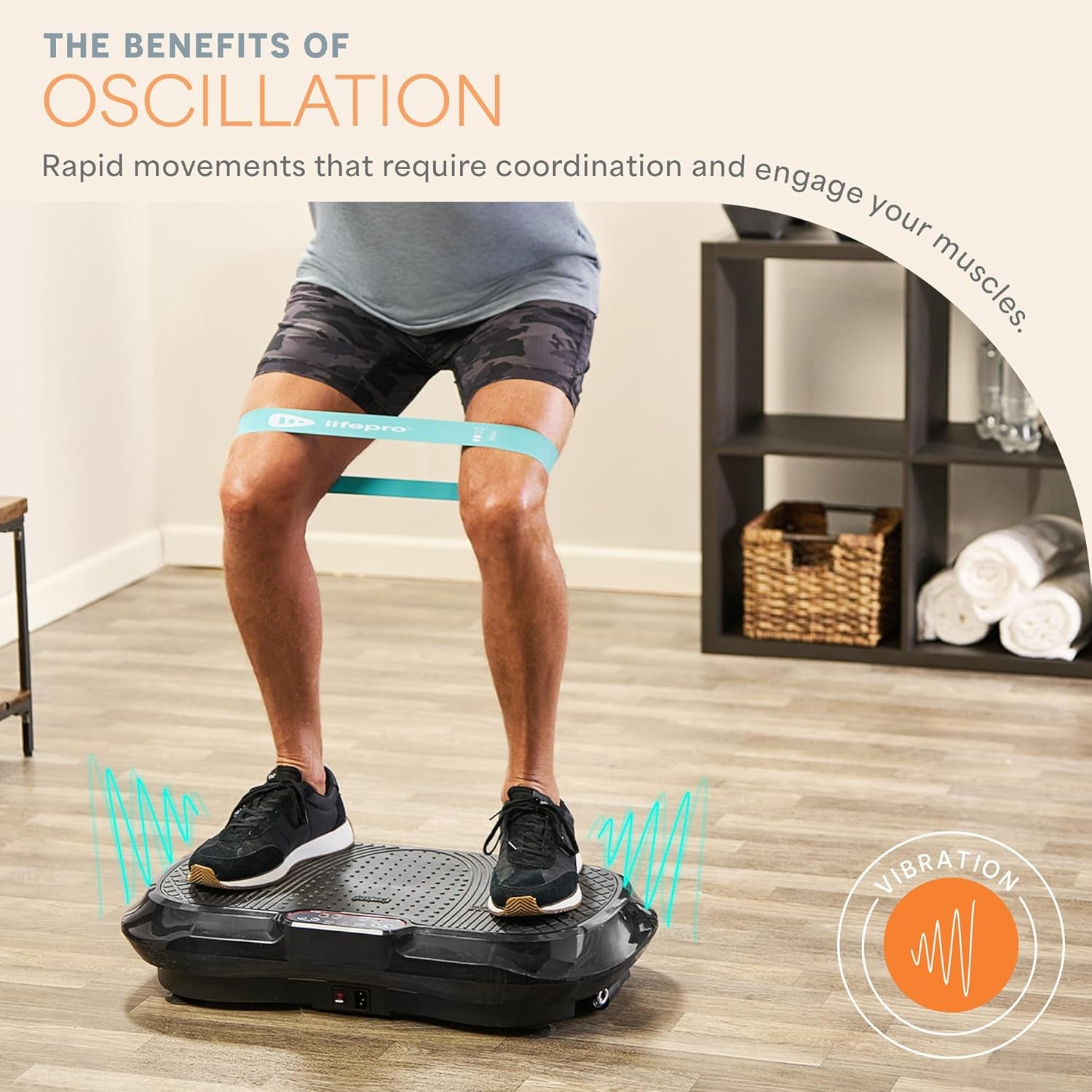 Waver Vibration Plate Exercise Machine – High-Intensity Vibration for Muscle Activation, Full-Body Workout Vibrating Platform with Loop Bands, Fitness Equipment for Strength Toning & Fat Loss