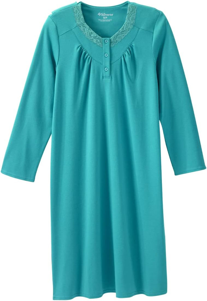 Silverts Open-Back Hospital Gowns for Women – Comfortable, Dignified, Easy Dressing for Seniors & Patients - Lace Trim