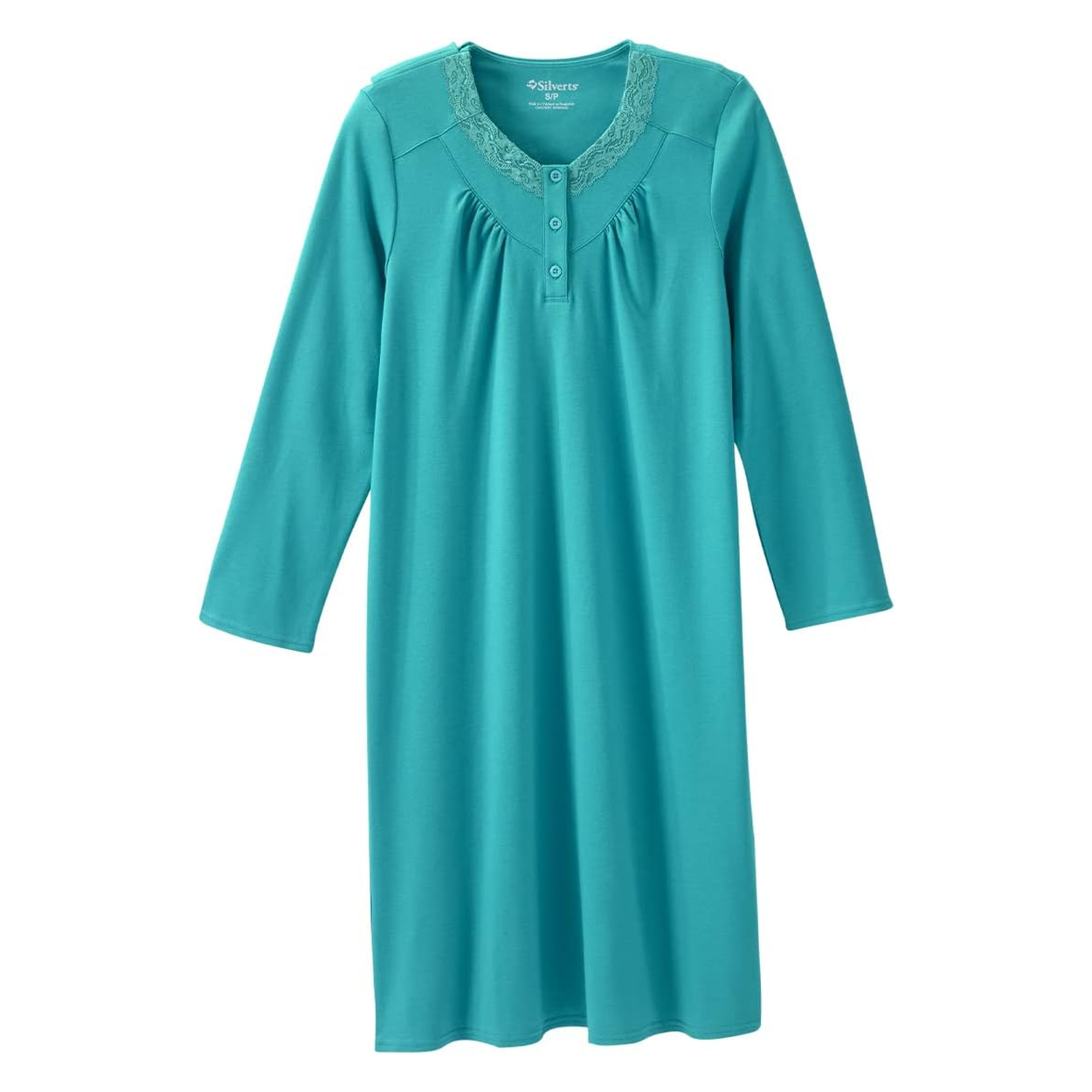 Silverts Open-Back Hospital Gown for Women – Easy Dressing, Comfortable & Dignified Patient Gown with Lace Trim