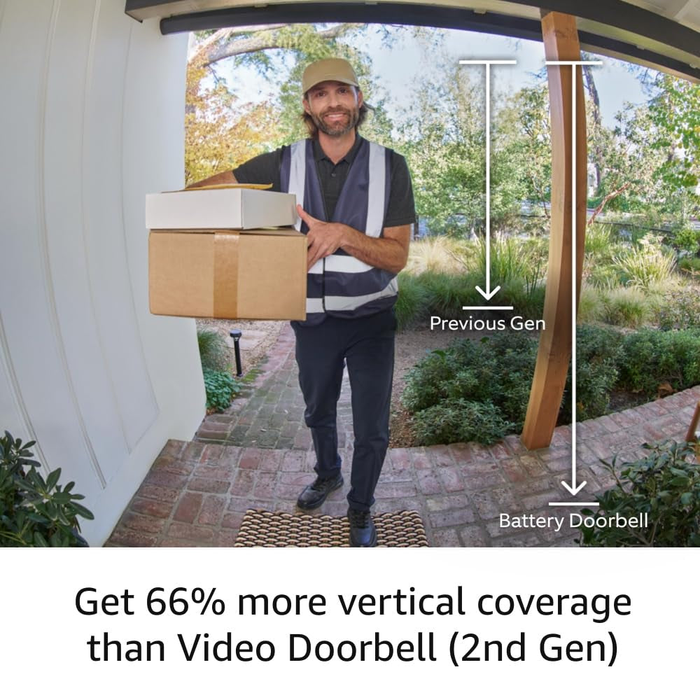 Battery Doorbell | Home or Business Security with Head-To-Toe Video, Live View with Two-Way Talk, and Motion Detection & Alerts (Newest Model), Satin Nickel