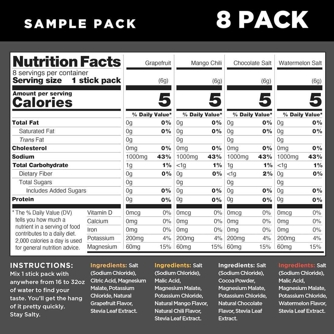 Zero Sugar Electrolytes - Sample Pack | Drink Mix | 8-Count