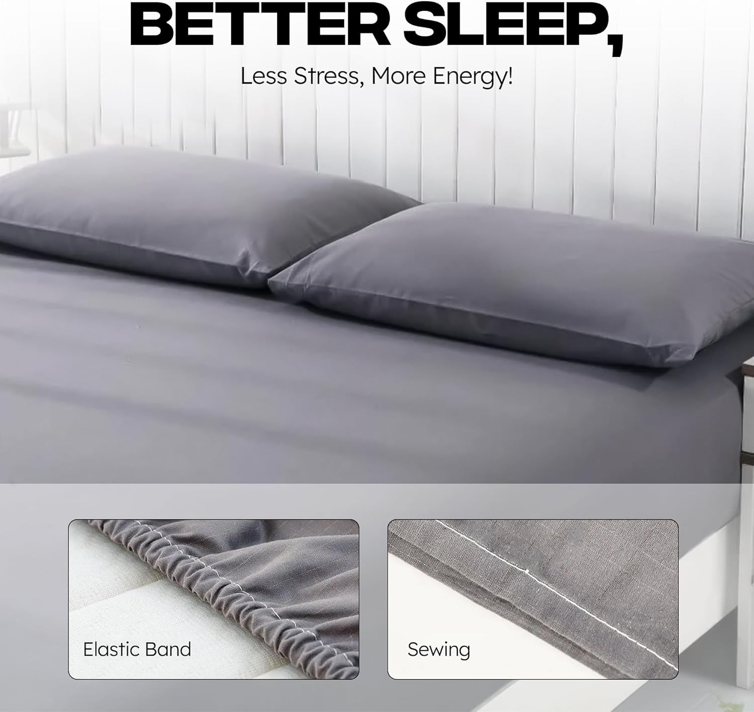 Earthbound Grounding Sheets King - 95% Organic Cotton, 5% Pure Silver Fiber - Fitted Well Deep Pocket Grounded Bed Sheet - Improve Sleep with Our Grounded Bed Sheet Kit - (King, Gray)