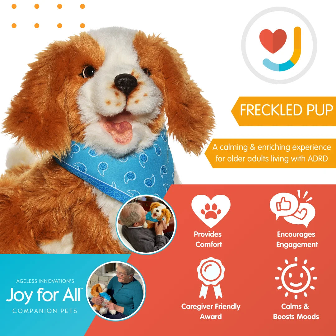 Companion Pet for Seniors - Lifelike Animatronic Dog - Realistic Soft-Touch Coat & Heartbeat - Therapy Stuffed Animal - Toy for Alzheimer'S & Dementia - Freckled Pup