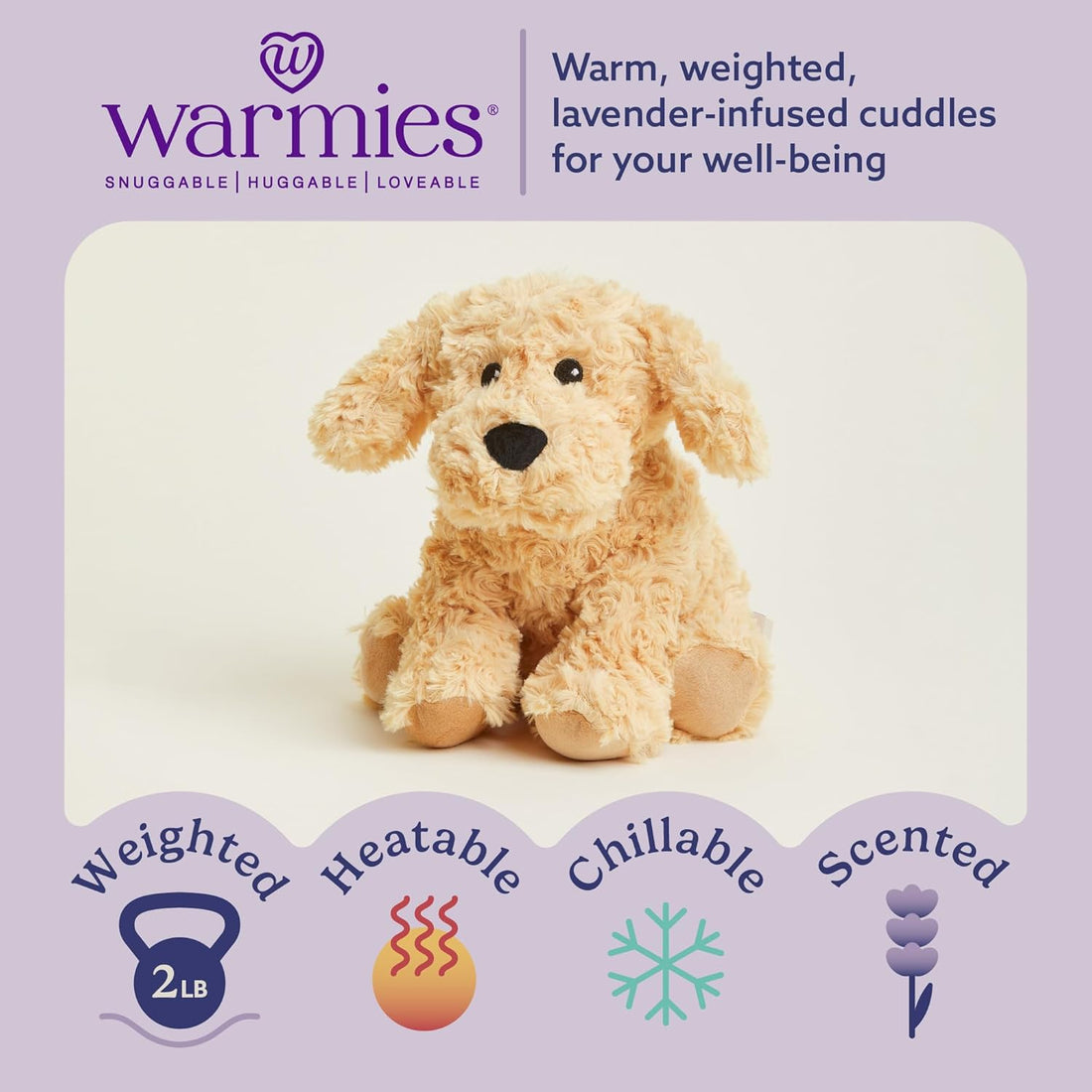 Microwavable & Weighted Stuffed Animals, Golden Dog - Heated Stuffed Animal Plushie for Warmth & Comfort - Cute Soft Plush Toys for Boys, Girls, Babies & Toddlers