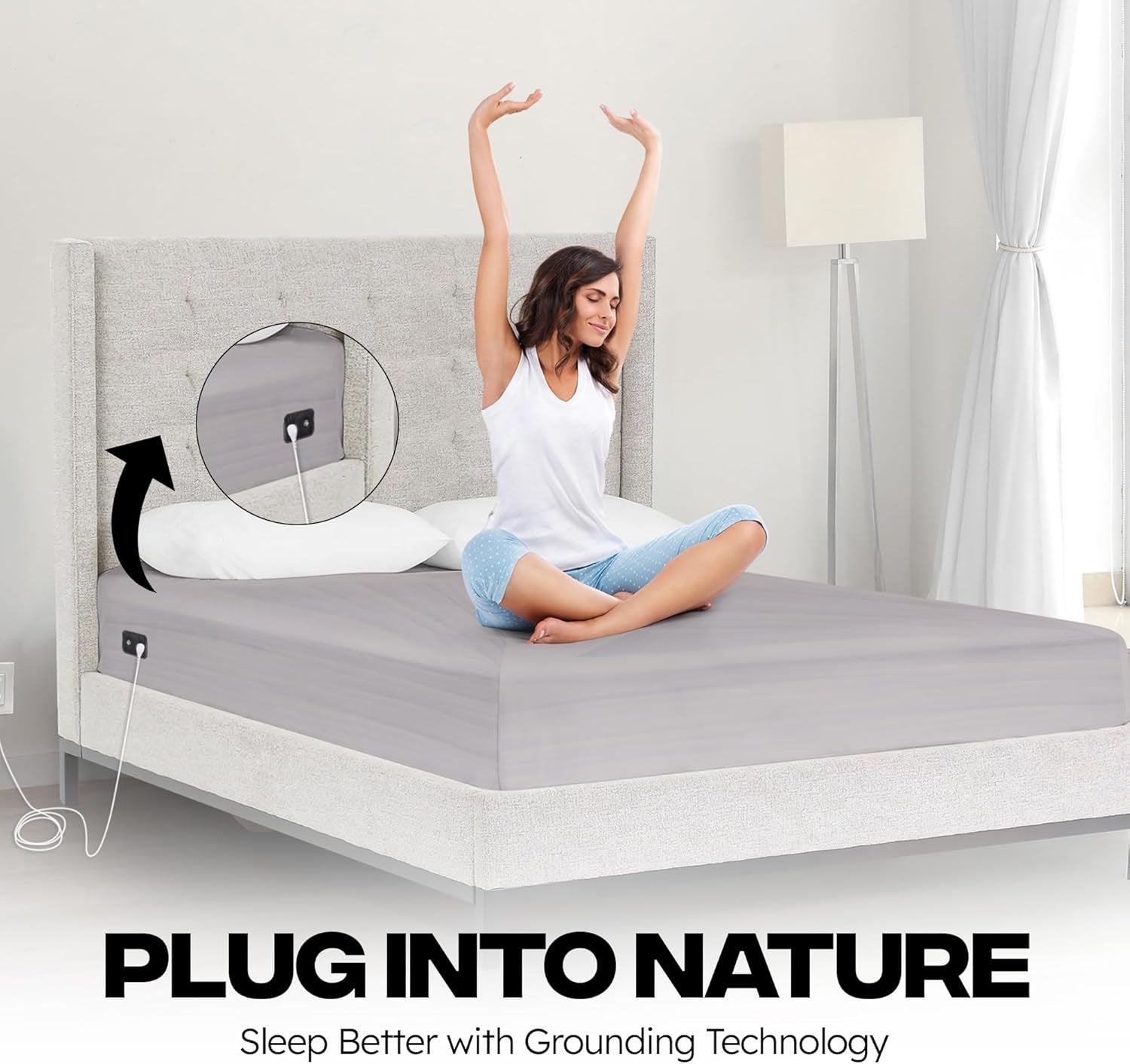 Earthbound Grounding Sheets King - 95% Organic Cotton, 5% Pure Silver Fiber - Fitted Well Deep Pocket Grounded Bed Sheet - Improve Sleep with Our Grounded Bed Sheet Kit - (King, Gray)