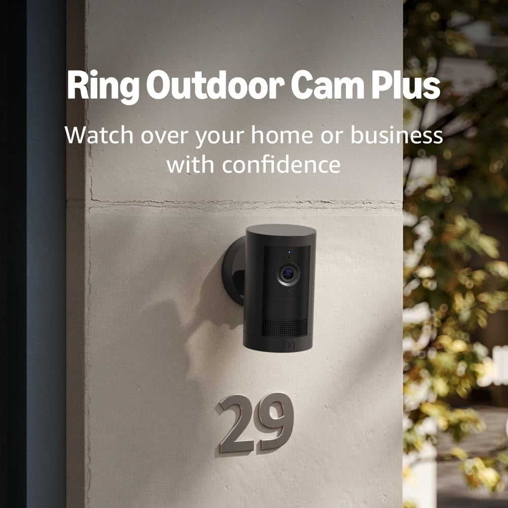 Introducing  Outdoor Cam Plus, Battery — Wide-Angle 2K Video with  Vision, Low-Light Sight for Full-Color Night Vision, Mount-Anywhere Versatility, Black