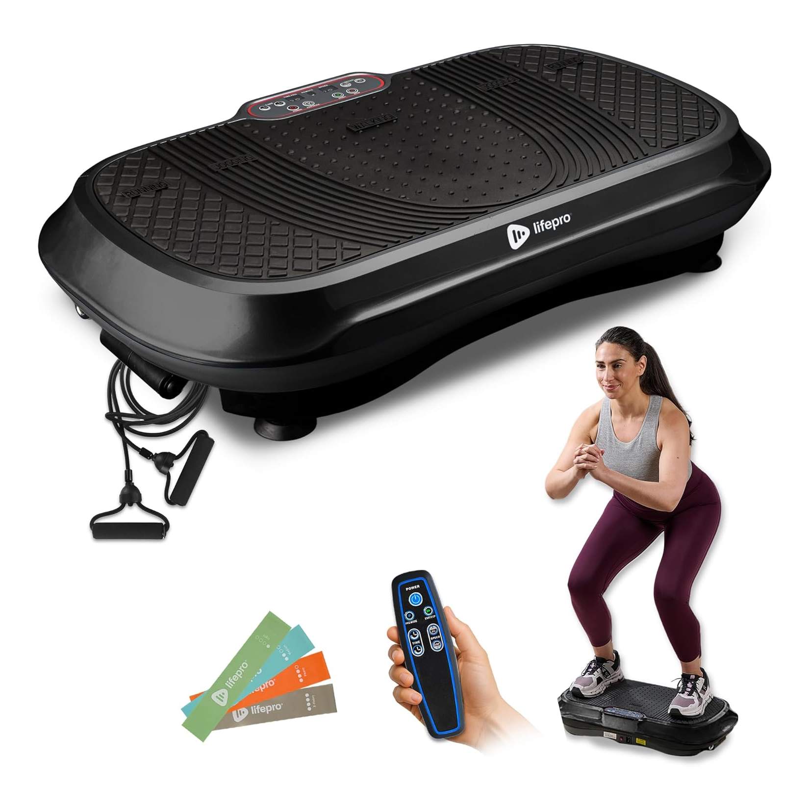 Waver Vibration Plate Exercise Machine – Full-Body Workout Platform with High-Intensity Vibration & Loop Bands for Strength, Toning & Fat Loss