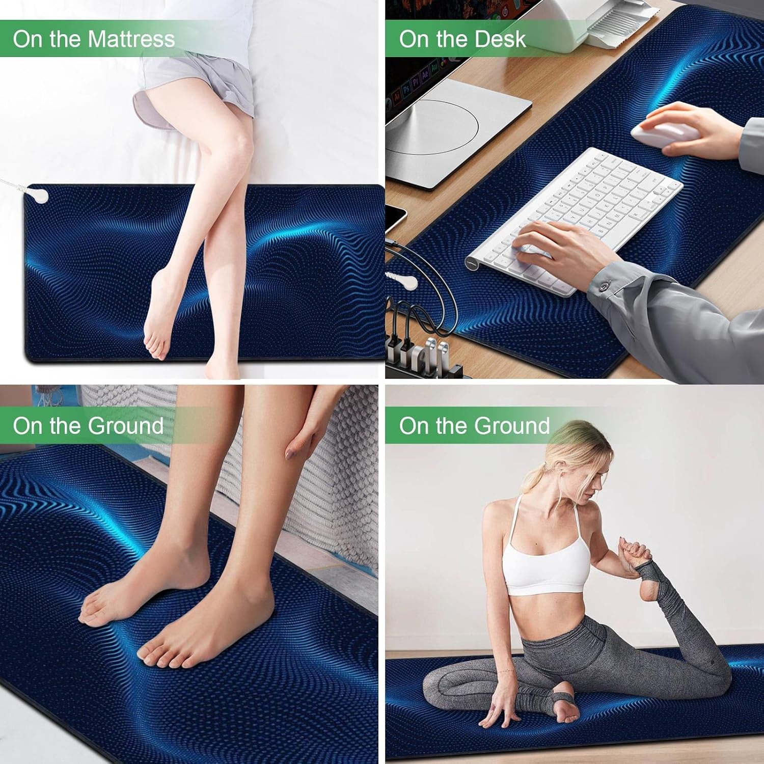 Grounding Mat for Bed, Grounding Pad for Sleep, Grounding Mattress Pad with Cord for Stress Relief(Queen, 60"X27")