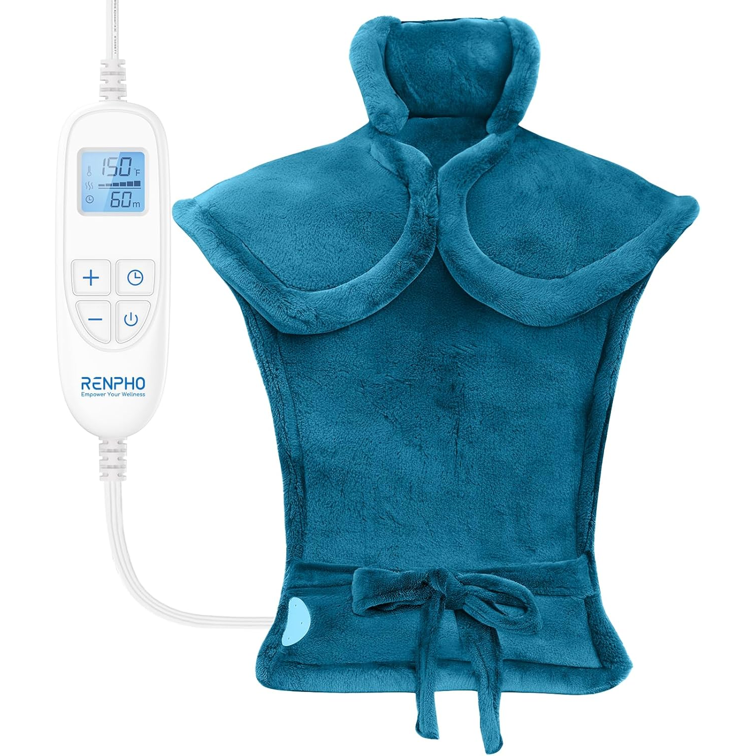 Heating Pad for Neck, Shoulders & Back Pain Relief – 24"x33" Weighted Electric Heat Pad with Auto Shut Off, ETL Certified, Blue