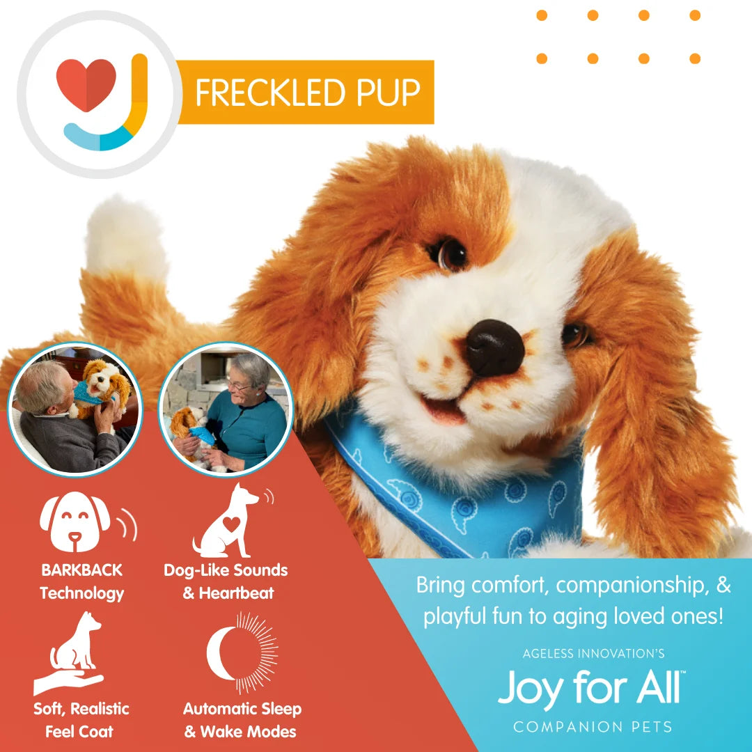 Companion Pet for Seniors - Lifelike Animatronic Dog - Realistic Soft-Touch Coat & Heartbeat - Therapy Stuffed Animal - Toy for Alzheimer'S & Dementia - Freckled Pup