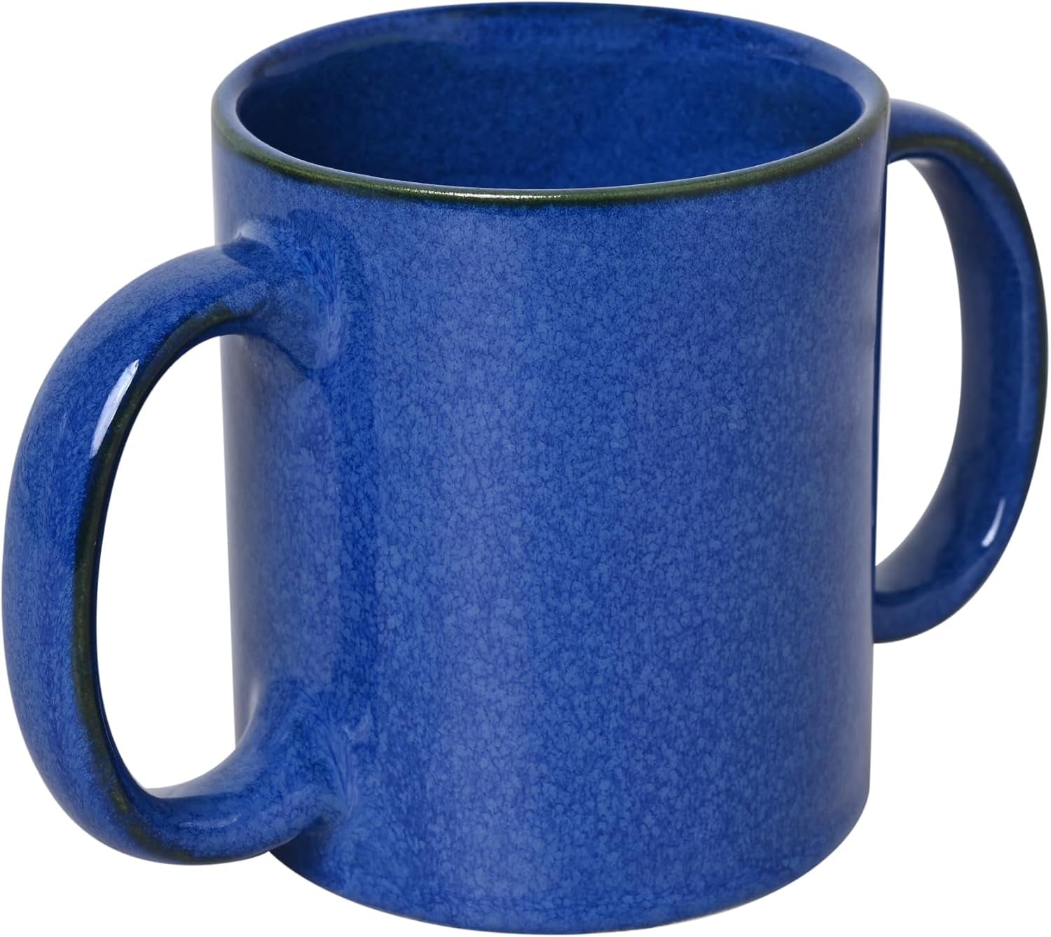 Dual Handle Mug (Double Grip Mug) to Aid Tremors, 11.83 US Fl. Oz. (350 Ml) (Elegant Blue)