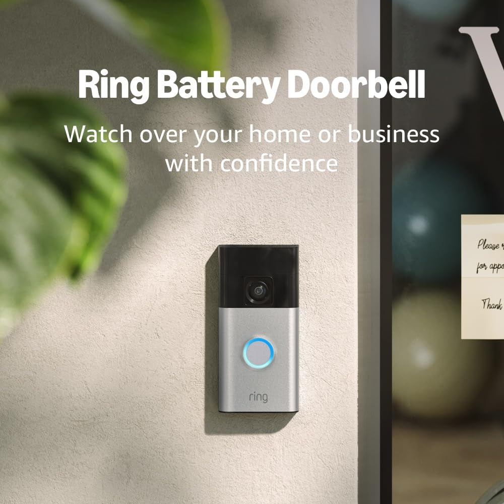Battery Doorbell | Home or Business Security with Head-To-Toe Video, Live View with Two-Way Talk, and Motion Detection & Alerts (Newest Model), Satin Nickel