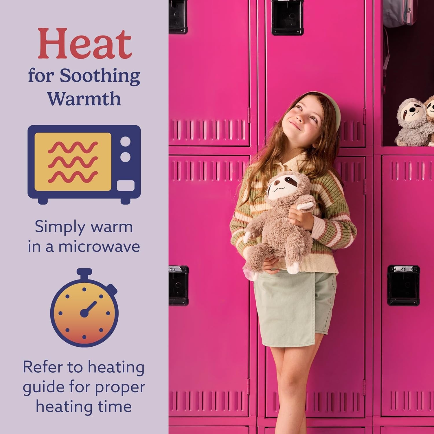Microwavable & Weighted Stuffed Animals, Sloth - Heated Stuffed Animal Plushie for Warmth & Comfort - Cute Soft Plush Toys for Boys, Girls, Babies & Toddlers