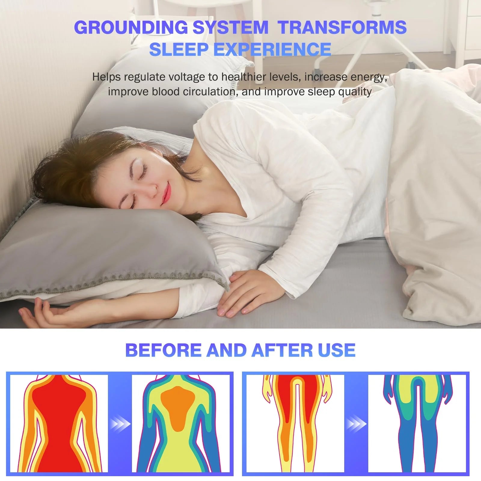 Grounding Sheets Queen Size, Earth Grounded Fitted Bed Sheet with 10% Pure Silver Fiber + 90% Organic Cotton, for Improved Sleep & Wellness (Gray, Queen - 80"X60"X15")