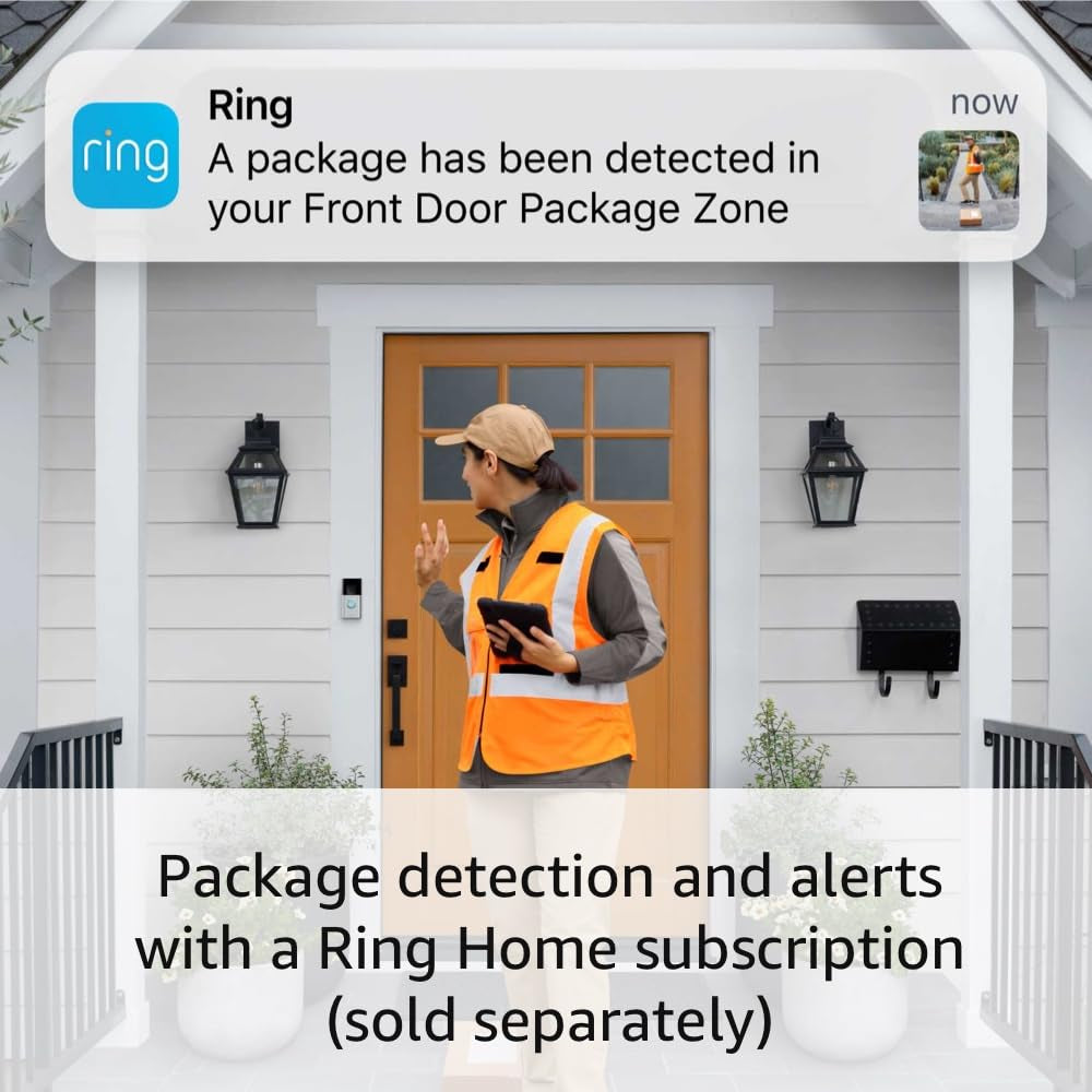 Battery Doorbell | Home or Business Security with Head-To-Toe Video, Live View with Two-Way Talk, and Motion Detection & Alerts (Newest Model), Satin Nickel