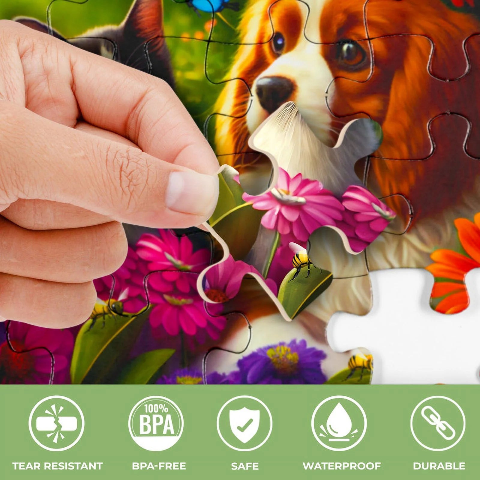 13 Large Piece Dementia Puzzles for Elderly - 3 Alzheimers Jigsaw Puzzle Cat, Dog, and Birds