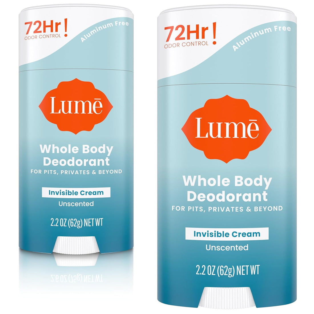 Whole Body Deodorant - Invisible Cream Stick - 72 Hour Odor Control - Aluminum Free, Baking Soda Free, Skin Safe - 2.2 Ounce (Pack of 2) (Unscented)