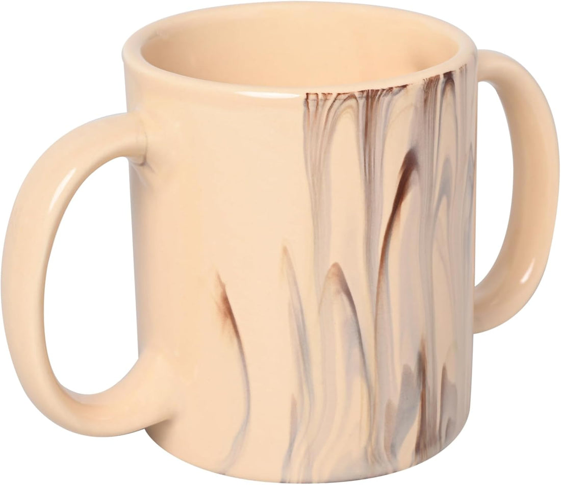 Dual Handle Mug (Double Grip Mug) to Aid Tremors, 11.83 US Fl. Oz. (350 Ml) (Cream)