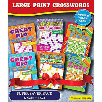 KAPPA Super Saver Large Print Crossword Puzzle Books – Set of 6 Full-Size Editions for Seniors & Adults