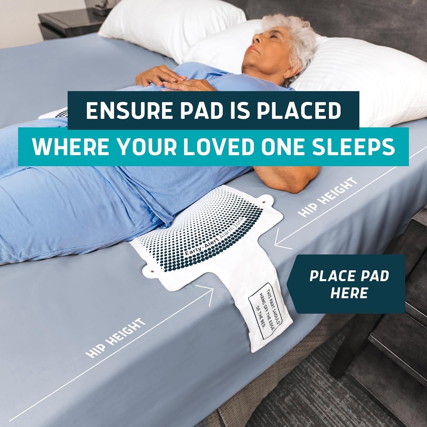 Early Alert Bed Alarm for Elderly Adults - Wireless Sensor Pad & Pager - with Pre-Alert Smart Technology - Safety Bed Alarms and Fall Prevention for Elderly and Dementia Patients