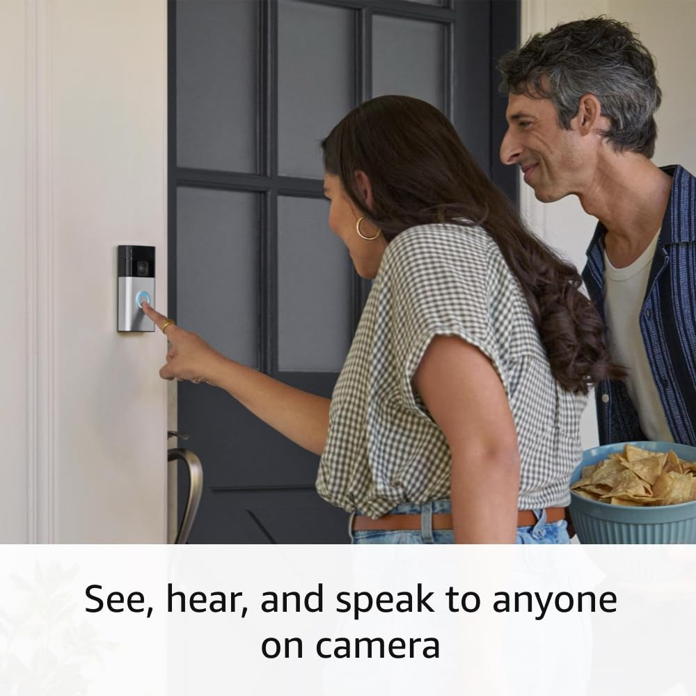 Battery Doorbell | Home or Business Security with Head-To-Toe Video, Live View with Two-Way Talk, and Motion Detection & Alerts (Newest Model), Satin Nickel