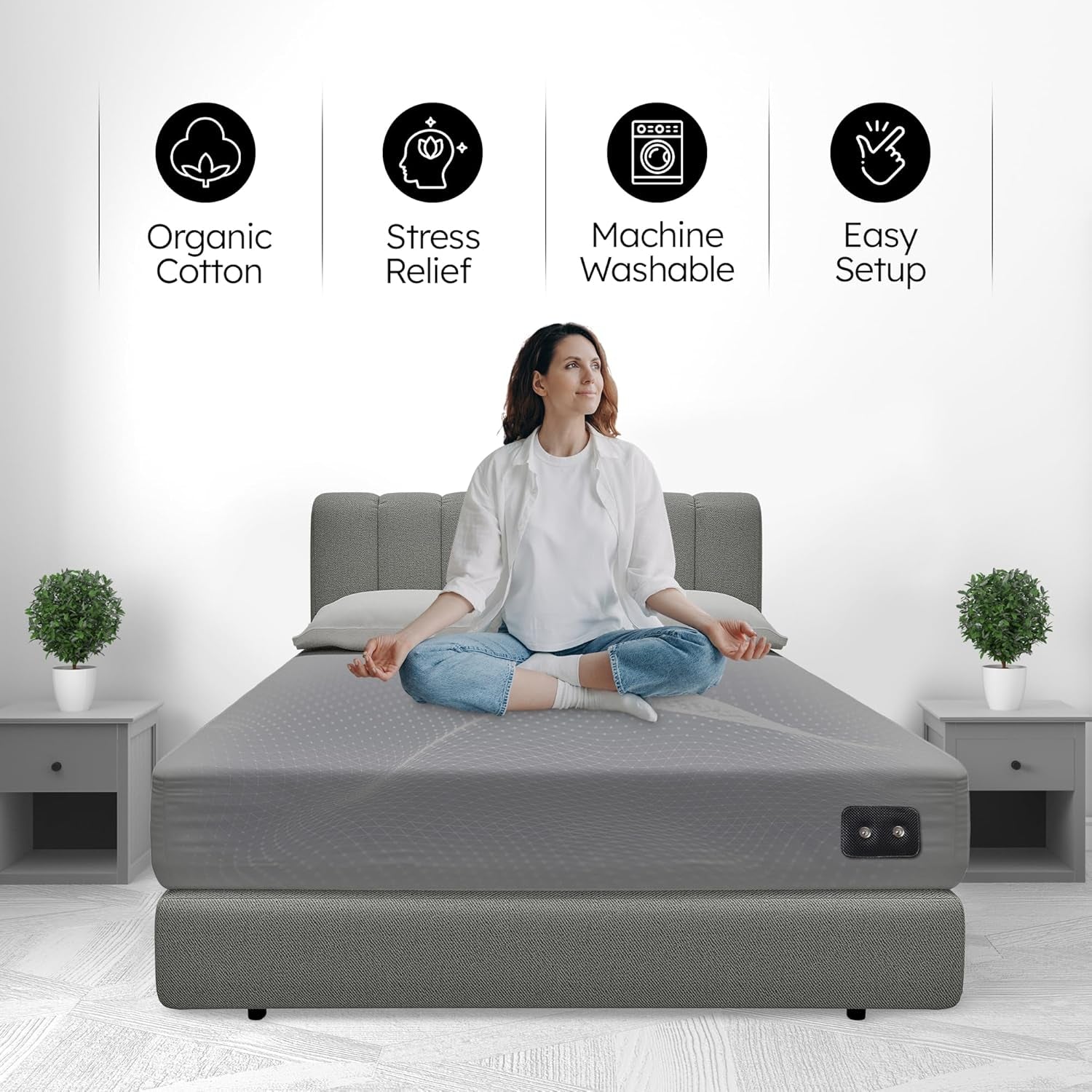 Earthbound Grounding Sheets King - 95% Organic Cotton, 5% Pure Silver Fiber - Fitted Well Deep Pocket Grounded Bed Sheet - Improve Sleep with Our Grounded Bed Sheet Kit - (King, Gray)