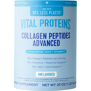 Collagen Peptides Powder with Hyaluronic Acid & Vitamin C – Unflavored 20oz Protein Supplement, 27 Servings