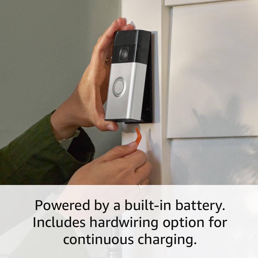 Battery Doorbell | Home or Business Security with Head-To-Toe Video, Live View with Two-Way Talk, and Motion Detection & Alerts (Newest Model), Satin Nickel