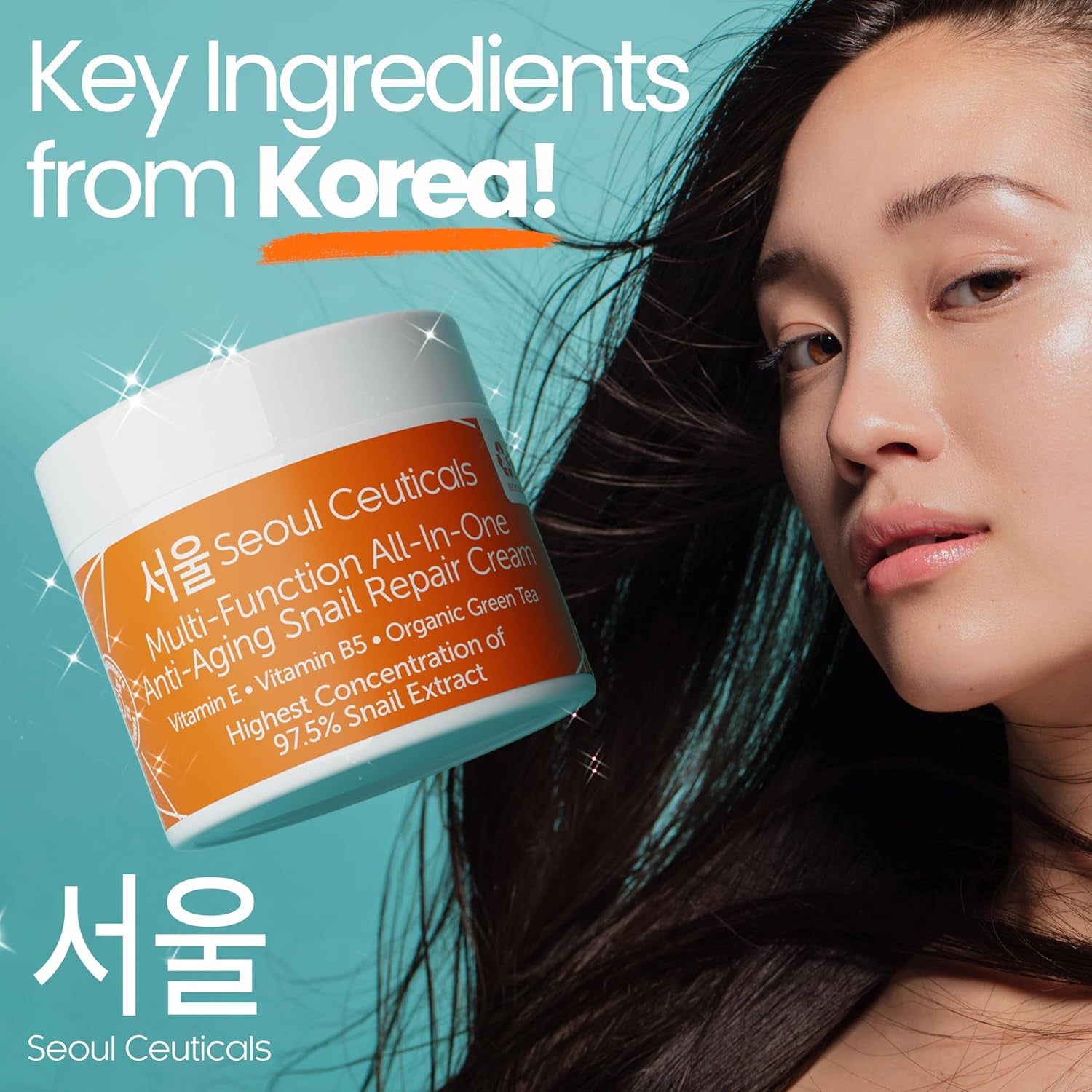 Korean Skin Care 97.5% Snail Mucin Moisturizer Cream - K Beauty Skincare Day & Night Snail Repair Cream Filtrate Cruelty Free 2Oz