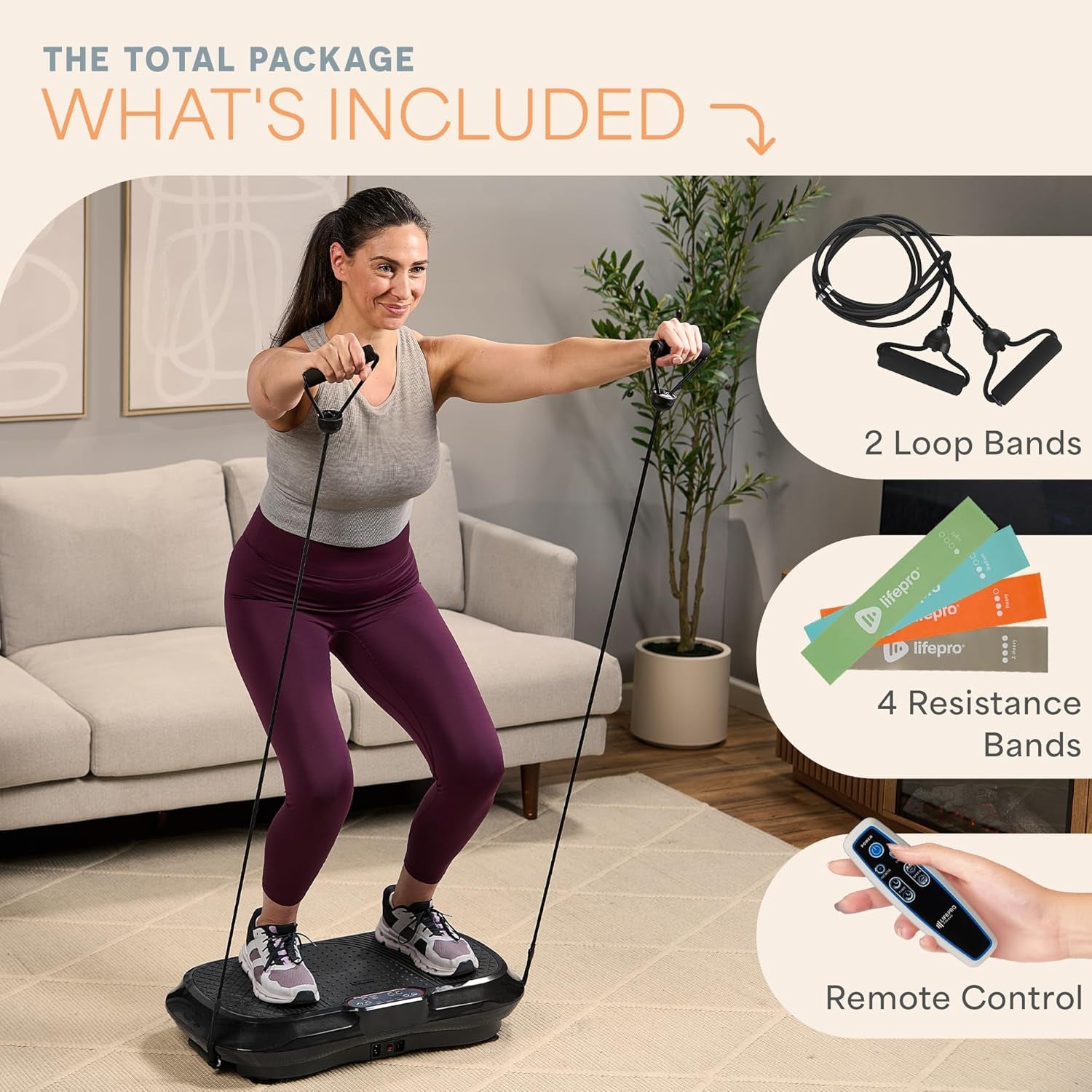 Waver Vibration Plate Exercise Machine – High-Intensity Vibration for Muscle Activation, Full-Body Workout Vibrating Platform with Loop Bands, Fitness Equipment for Strength Toning & Fat Loss