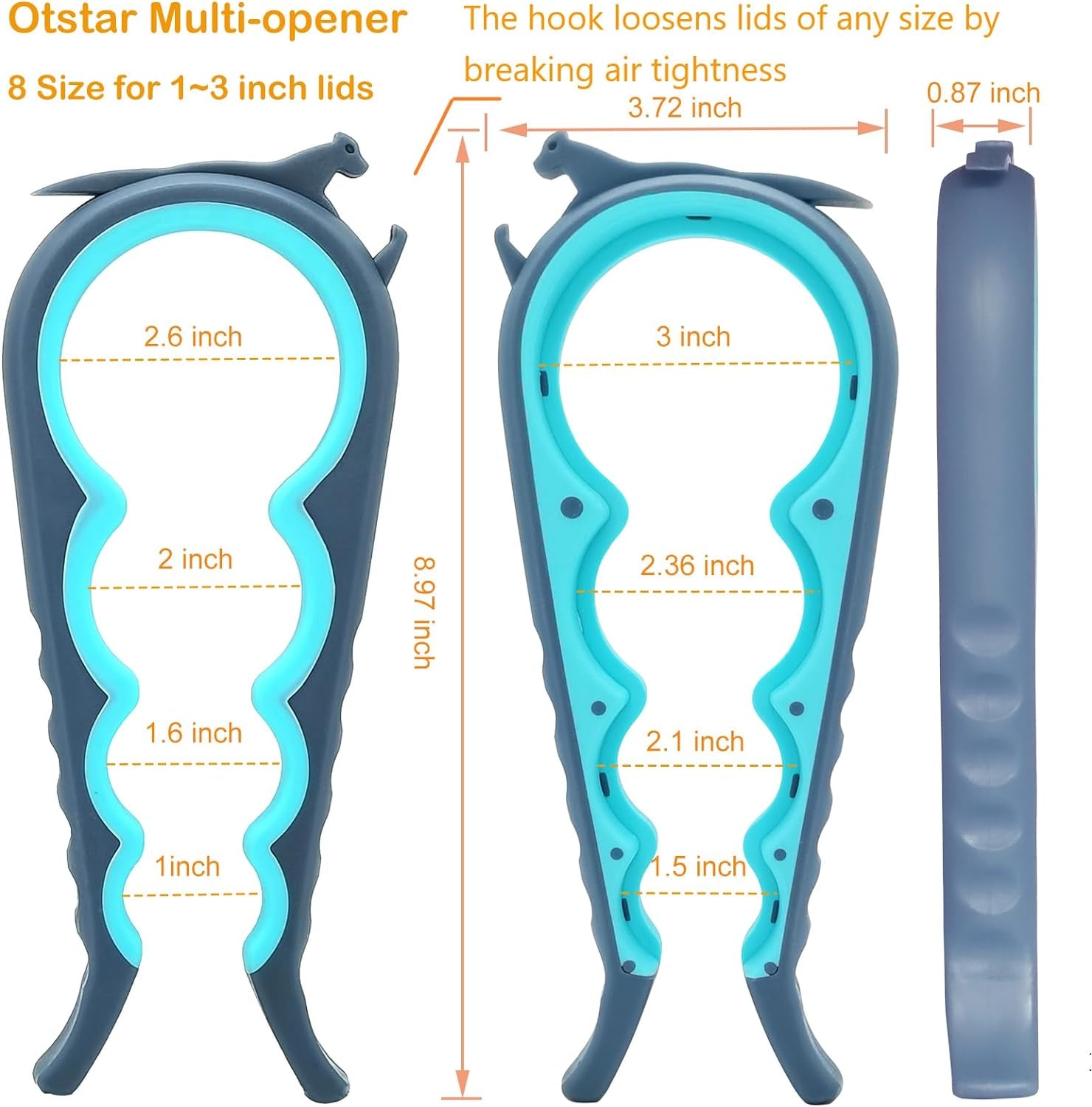 Jar Opener Bottle Opener and Can Opener for Weak Hands,Seniors with Arthritis, Elderly, Jar Lid Opener Gadgets with Rubber Jar Opener Gripper Pad and Corkscrew Opener