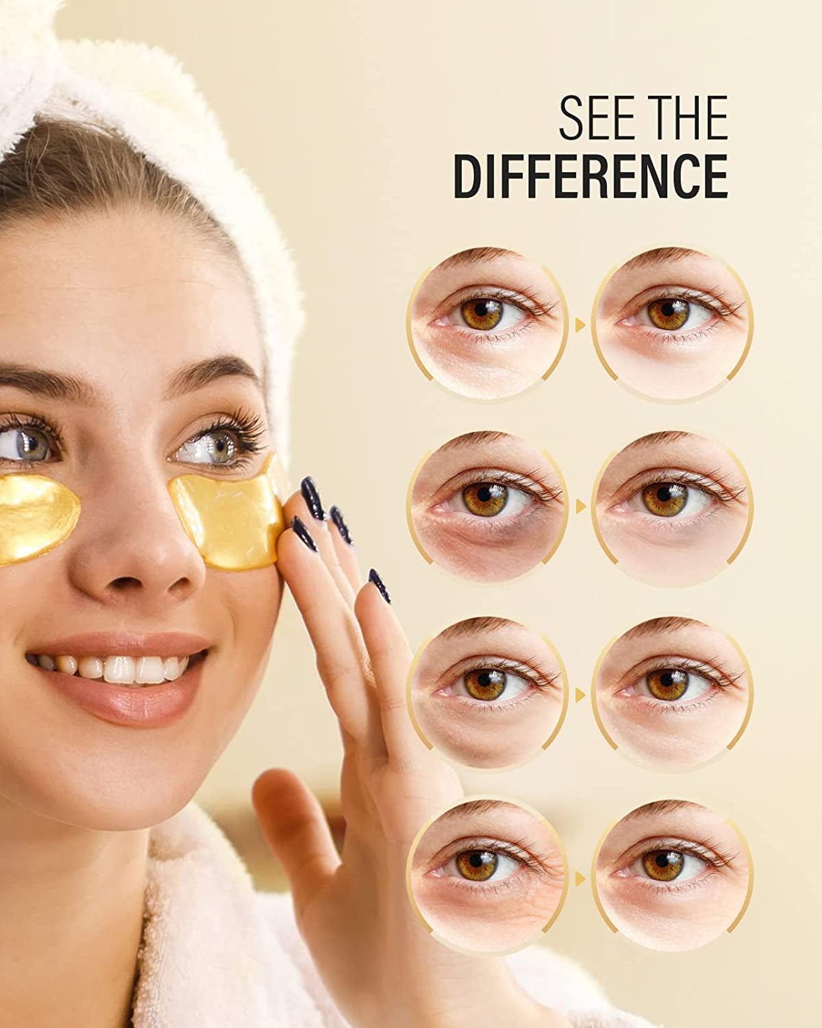 24K Gold under Eye Patches (50 Pairs), Eye Mask, Collagen Skin Care Products, Eye Patches for Puffy Eyes, Eye Masks for Dark Circles and Puffiness
