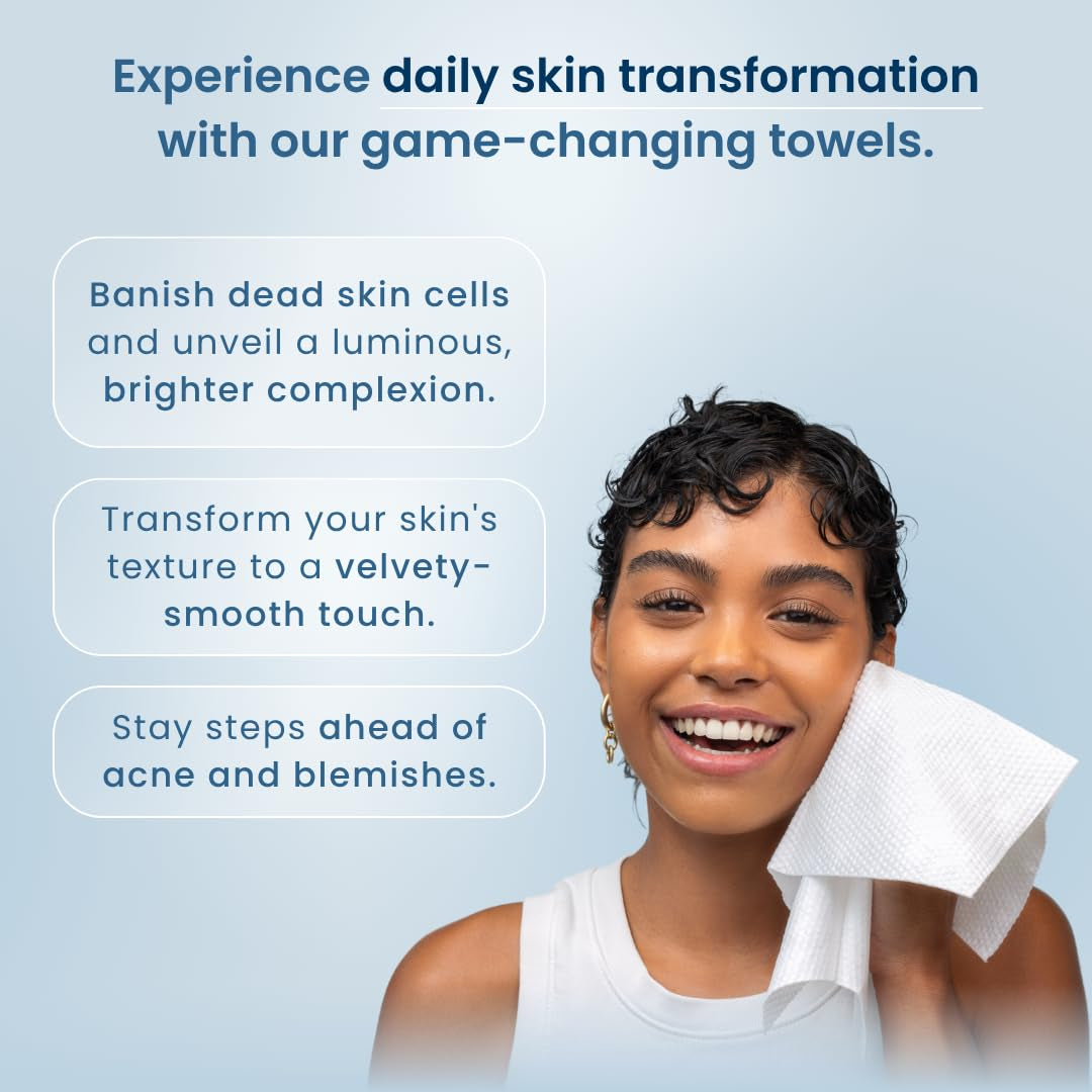 Clean Towels XL™ Supreme, 100% USDA Biobased Face Towel, Disposable Face Towelette, Eczema Association Accepted, Makeup Remover Dry Wipes, Ultra Soft, 50 Ct, 1 Pack