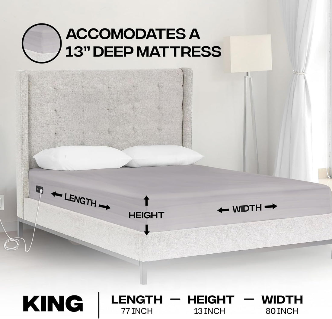 Earthbound Grounding Sheets King - 95% Organic Cotton, 5% Pure Silver Fiber - Fitted Well Deep Pocket Grounded Bed Sheet - Improve Sleep with Our Grounded Bed Sheet Kit - (King, Gray)