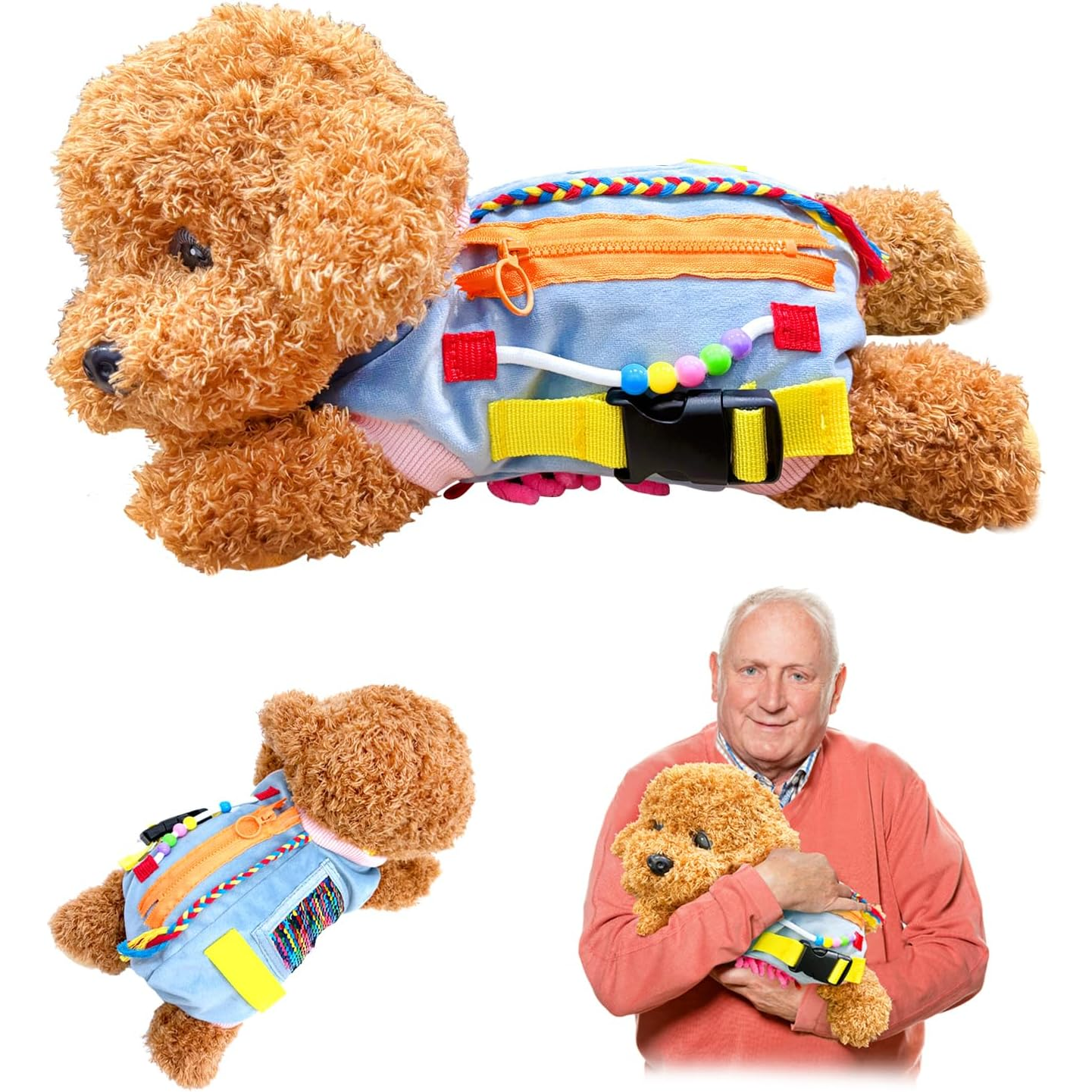 Fidget Sensory Dog Blanket for Elderly – Dementia Activities for Seniors, Engaging Alzheimer’s Sensory Item