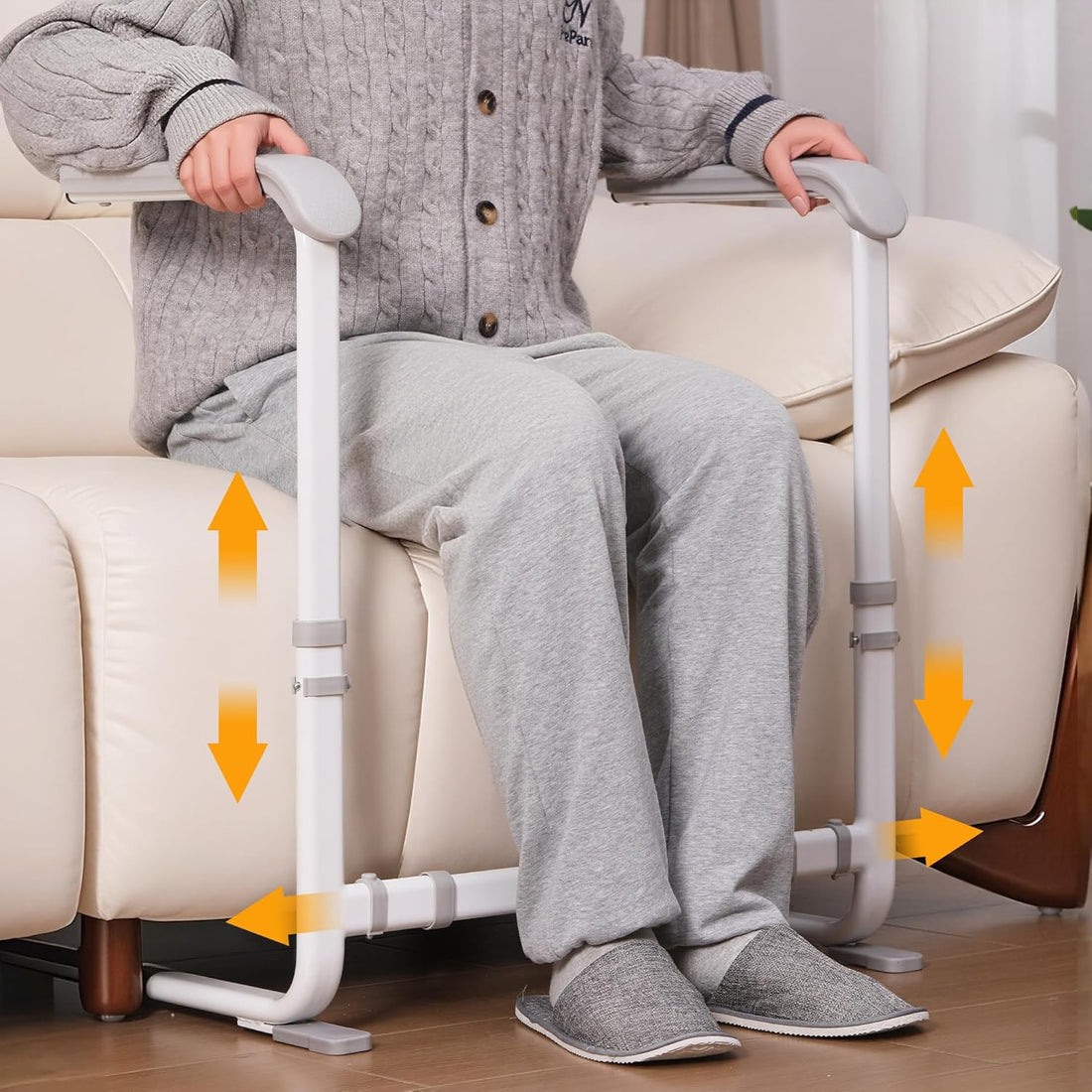 Couch Stand Assist with Handrails, Width and Height Adjustable Stand Assist Aid for Elderly, up to 400 LBS, Sofa and Chair Lift Assist Devices for Seniors, Disabled and Patients, Gray