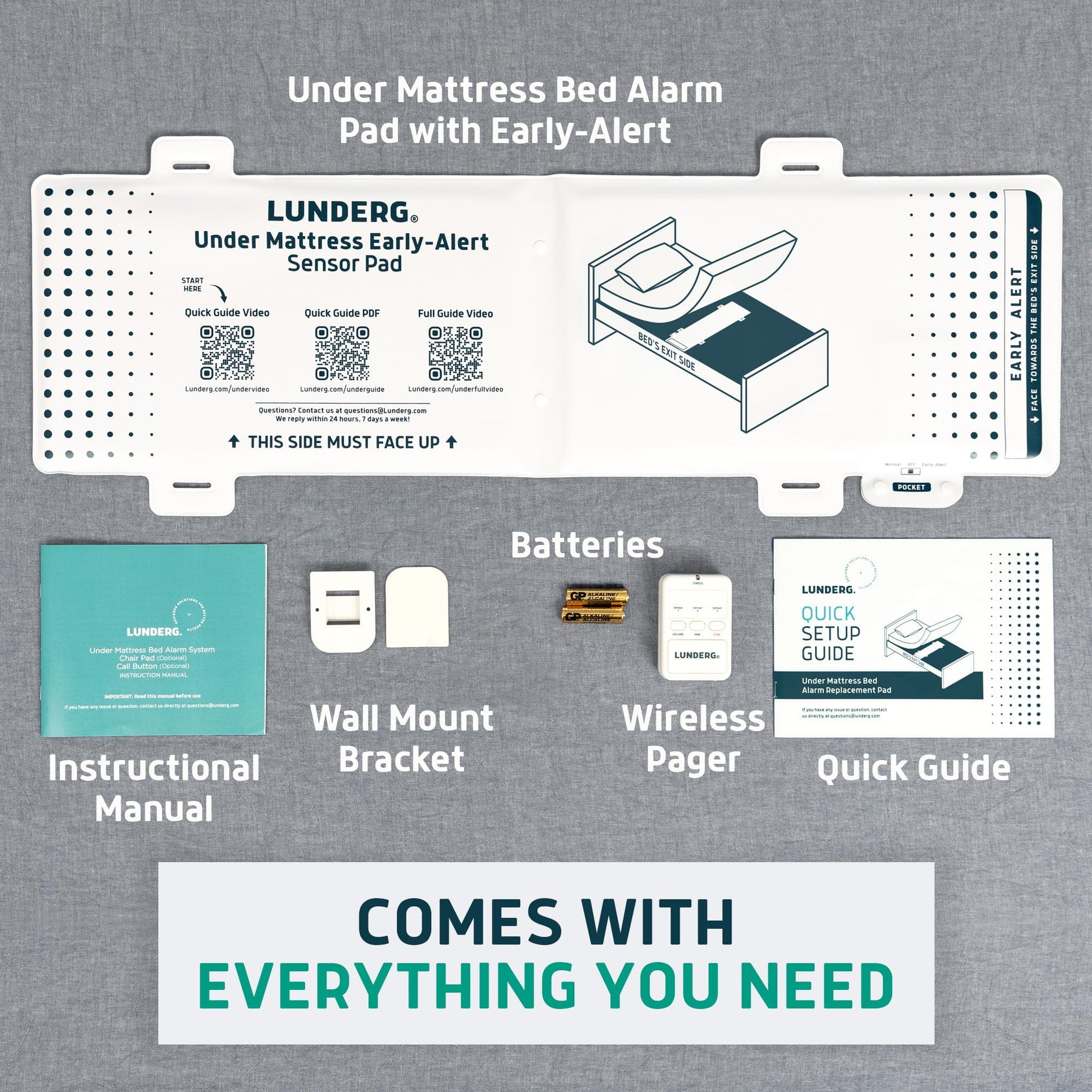 under Mattress Bed Alarm for Elderly Adults with Early Alert - Wireless Bed Sensor Pad & Pager - Bed Alarm for Elderly Dementia Patients - Bed Alarms and Fall Prevention for Elderly