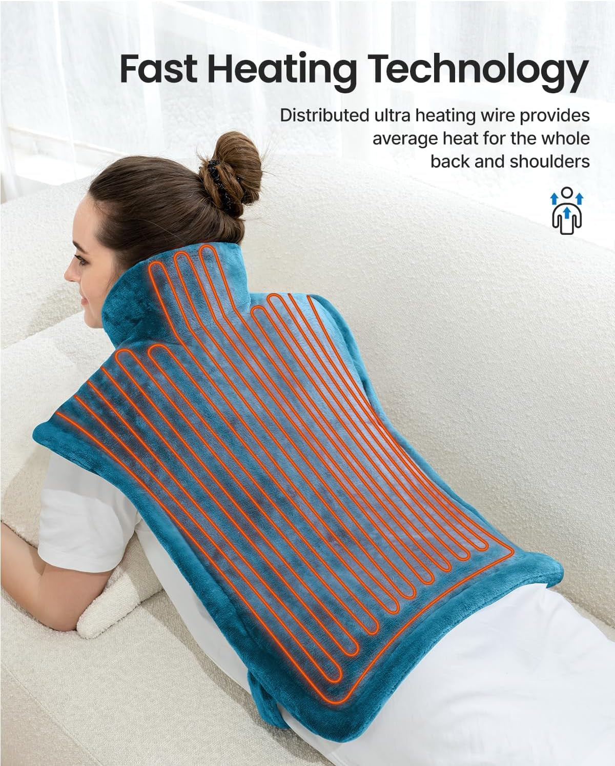 Heating Pad for Neck and Shoulders and Back Pain Relief, FSA Eligible Items Only List, Birthday Gifts for Women Men Mom, 24"X33" Weighted Electric Heat Pad, Auto Shut Off, ETL Certified, Blue