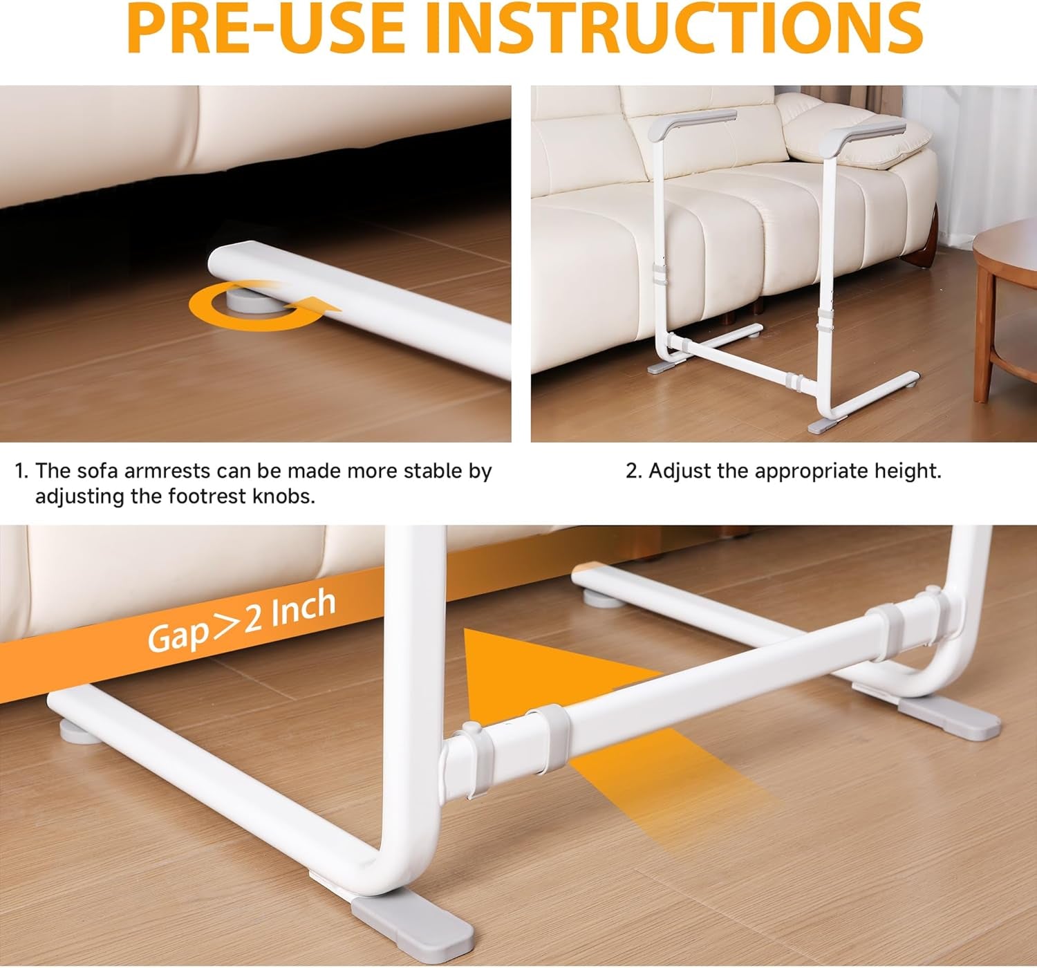 Couch Stand Assist with Handrails, Width and Height Adjustable Stand Assist Aid for Elderly, up to 400 LBS, Sofa and Chair Lift Assist Devices for Seniors, Disabled and Patients, Gray