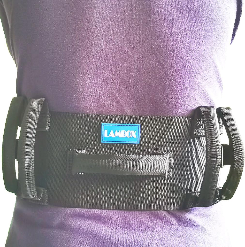 Gait Belt Transfer Belt with 7 Nylon Padded Handles, Medical Nursing Safety Gait Assist Device for Elderly, Seniors, Physical Therapy (7 Soft Black Handles 60",Plastic Release Buckle)