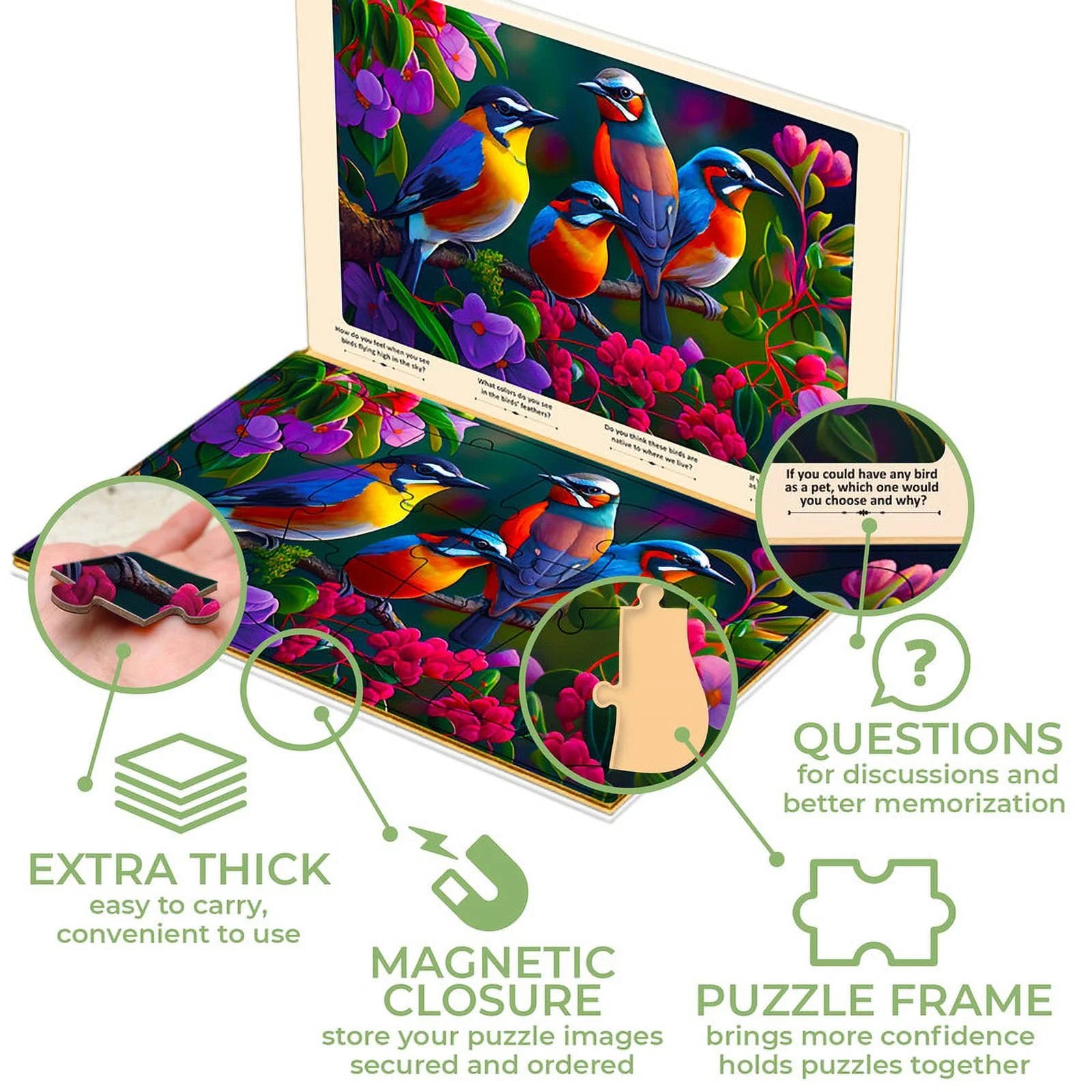 13 Large Piece Dementia Puzzles for Elderly - 3 Alzheimers Jigsaw Puzzle Cat, Dog, and Birds