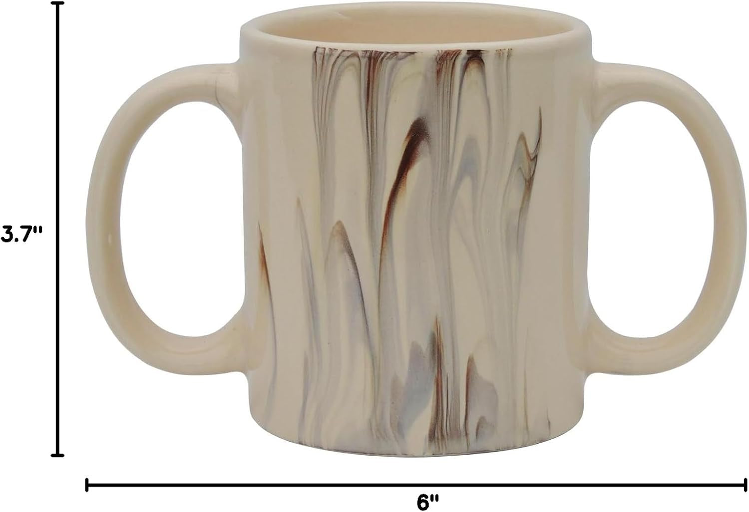 Dual Handle Mug (Double Grip Mug) to Aid Tremors, 11.83 US Fl. Oz. (350 Ml) (Cream)