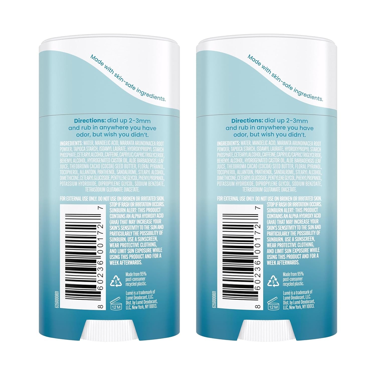 Whole Body Deodorant - Invisible Cream Stick - 72 Hour Odor Control - Aluminum Free, Baking Soda Free, Skin Safe - 2.2 Ounce (Pack of 2) (Unscented)