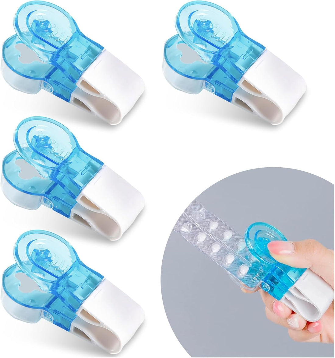Portable Pill Taker 4 Pack Pill Popper for Blister Packs Pills Opener Tool for Nurses Household Gadgets Pills Punchers