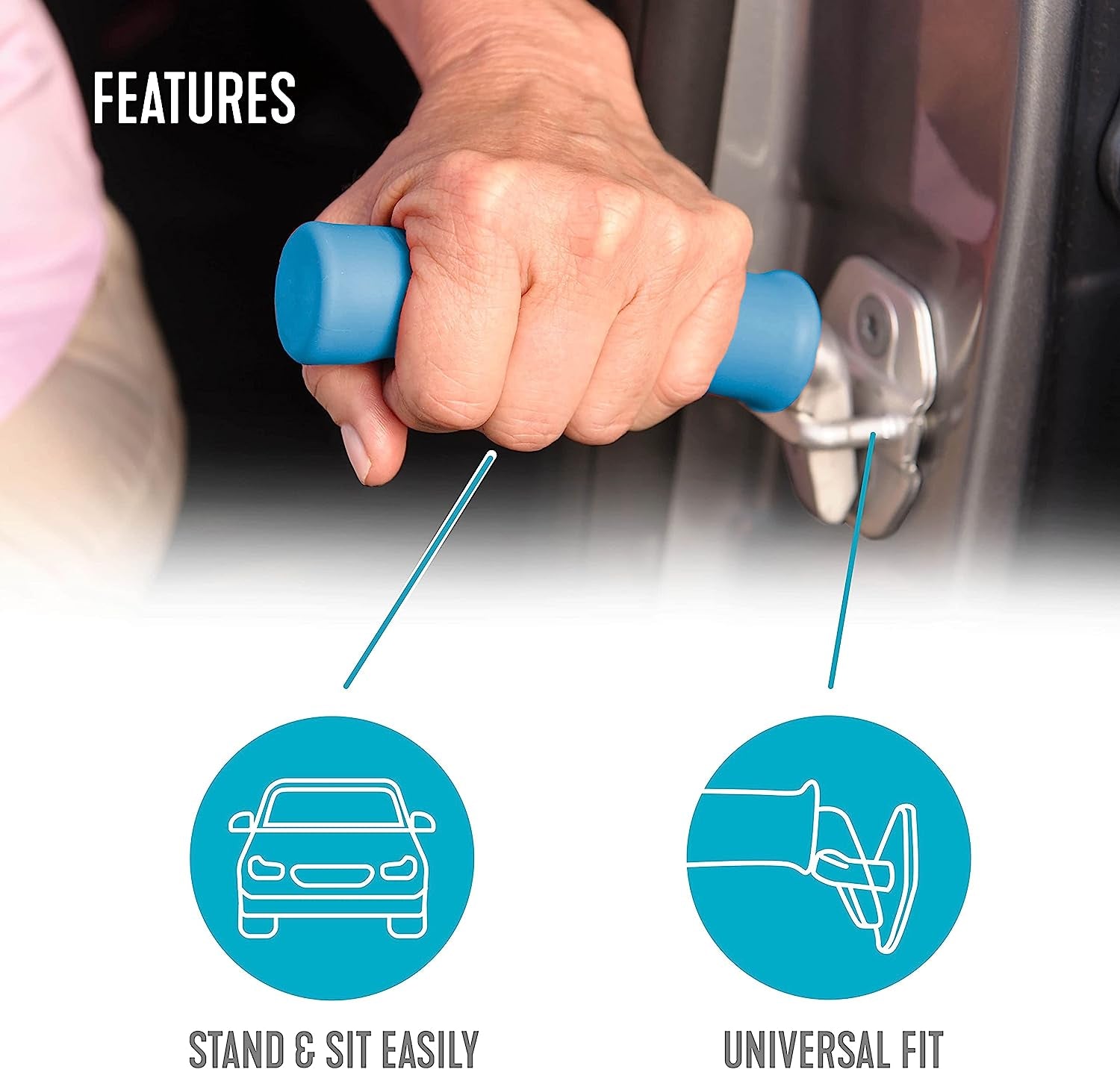 Able Life Vehicle Support Handle and Mobility Aid, Portable Car Assist Grab Bar for Sit-To-Stand Assistance, Ideal for Seniors and Adults, Durable Door Handle Support with Ergonomic Design