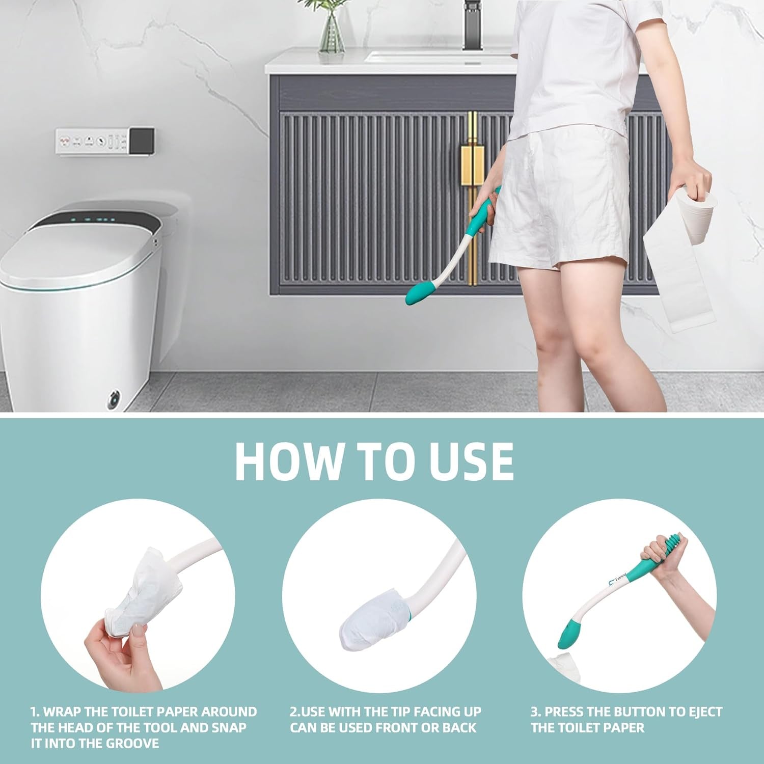 Toilet Aids for Wiping - 15.7" Long Reach Comfort Butt Wiper Tools - Bathroom Bottom Buddy Wiping Self Assist for Disabled,Elderly,Pregnant,Overweight People and Back Surgery Recovery (2 Pack)