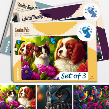 13 Large Piece Dementia Puzzles for Elderly - 3 Alzheimers Jigsaw Puzzle Cat, Dog, and Birds